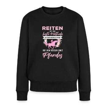 Süßes Pferde Pferdespruch Motiv - Frauen Premium Bio Pullover - Schwarz - Vorne - Julia (174cm)