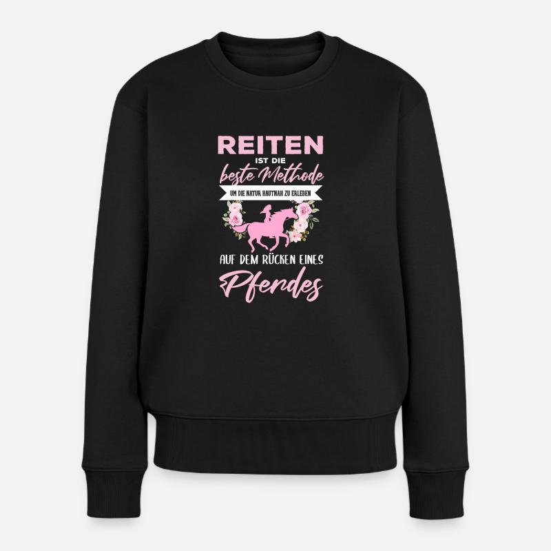 Süßes Pferde Pferdespruch Motiv - Frauen Premium Bio Pullover - Schwarz