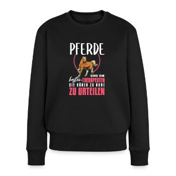 Süßes Pferde Pferdespruch Motiv - Frauen Premium Bio Pullover - Schwarz - Vorne - Julia (174cm)