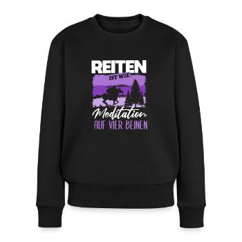Süßes Pferde Pferdespruch Motiv - Frauen Premium Bio Pullover - Schwarz - Vorne - Julia (174cm)