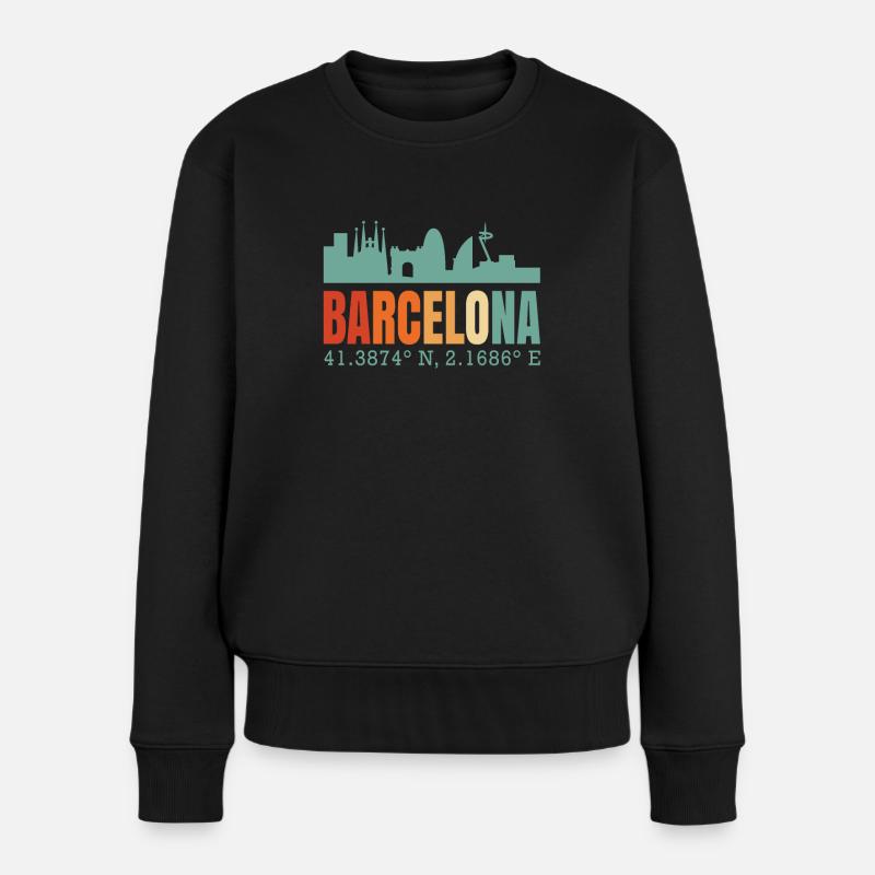 Barcelona - Frauen Premium Bio Pullover - Schwarz