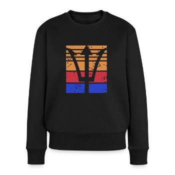 Retro Vintage Poseidon's Trident Mythological - Frauen Premium Bio Pullover - Schwarz - Vorne - Julia (174cm)