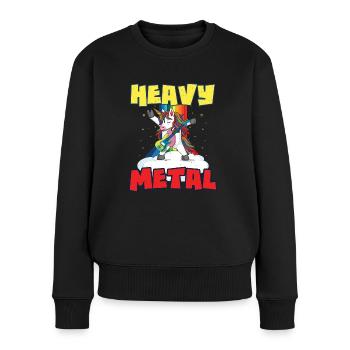 Rock Sign Guitare Licorne Arc-en-ciel Musique pour enfants - Pull Premium bio Femme - noir - Devant - Julia (174cm)