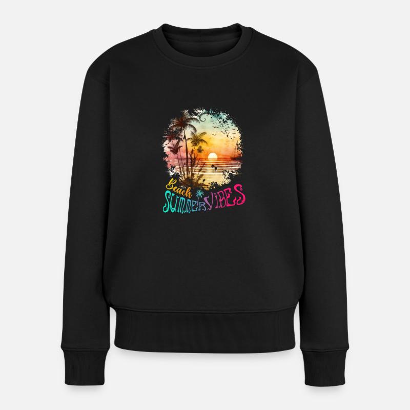 Beach Summer Vibes Surfer Geschenk - Frauen Premium Bio Pullover - Schwarz