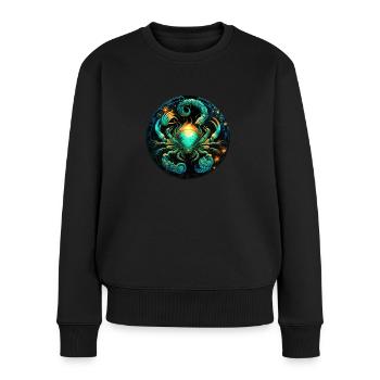 Portez votre signe du zodiaque astrologique avec fierté: Cancer - Pull Premium bio Femme - noir - Devant - Julia (174cm)