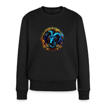 Portez votre signe du zodiaque astrologique avec fierté: Capric - Pull Premium bio Femme - noir - Devant - Julia (174cm)