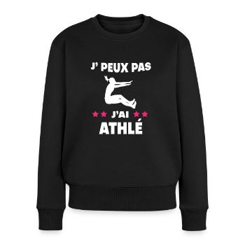 Je peux pas j'ai athlé femme athlète - Pull Premium bio Femme - noir - Devant - Julia (174cm)