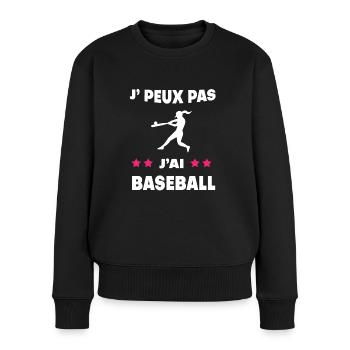 Je peux pas j'ai baseball femme baseballeuse - Pull Premium bio Femme - noir - Devant - Julia (174cm)