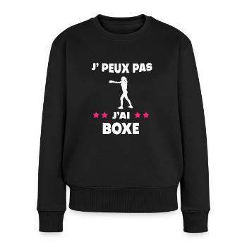Je peux pas j'ai boxe femme boxeuse - Pull Premium bio Femme - noir - Devant - Julia (174cm)