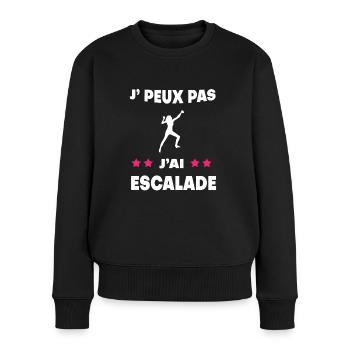 Je peux pas j'ai escalade femme grimpeuse - Pull Premium bio Femme - noir - Devant - Julia (174cm)