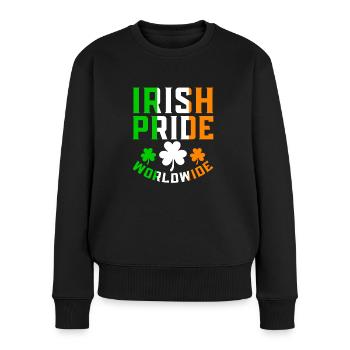 St. Patrick´s Day Irish Pride Stolz Klee - Frauen Premium Bio Pullover - Schwarz - Vorne - Julia (174cm)