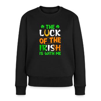 Das Glück der Iren ist mit mir St. Patricks day - Frauen Premium Bio Pullover - Schwarz - Vorne - Julia (174cm)