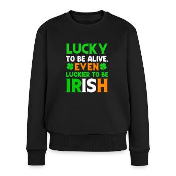 Bière irlandaise chanceuse de la Saint-Patrick - Pull Premium bio Femme - noir - Devant - Julia (174cm)