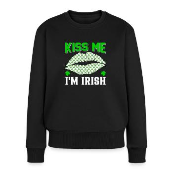 Embrasse-moi je suis irlandais Saint-Patrick - Pull Premium bio Femme - noir - Devant - Julia (174cm)