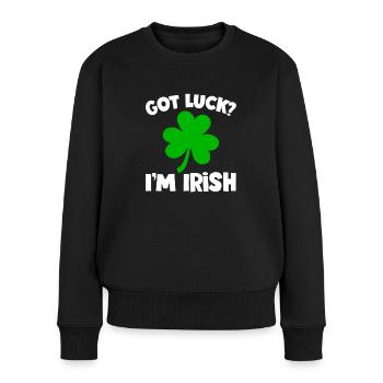 St. Patricks day Glück des Irischen Irish Luck - Frauen Premium Bio Pullover - Schwarz - Vorne - Julia (174cm)