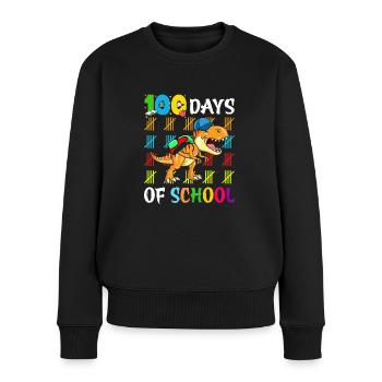 100 Tage Schule Schulanfänger Dinosauria Stifte - Frauen Premium Bio Pullover - Schwarz - Vorne - Julia (174cm)