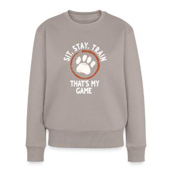 Hundetrainer - Frauen Premium Bio Pullover - Taupe - Vorne - Julia (174cm)