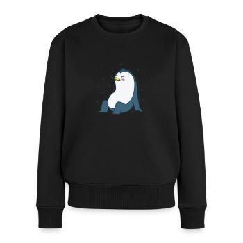 Le pingouin et le ciel nocturne Antarctique - Pull Premium bio Femme - noir - Devant - Julia (174cm)