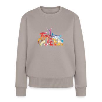 Tambourstab Wirbeln - Frauen Premium Bio Pullover - Taupe - Vorne - Julia (174cm)