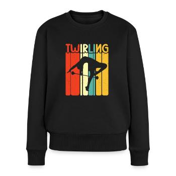 Tambourstab Wirbeln - Frauen Premium Bio Pullover - Schwarz - Vorne - Julia (174cm)