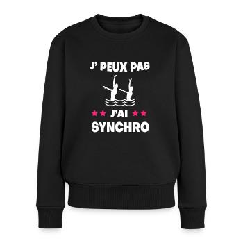 Je peux pas j'ai synchro femme nageuse - Pull Premium bio Femme - noir - Devant - Julia (174cm)