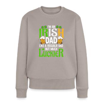 Lustiger St. Patricks Day Irischen Vater Spruch - Frauen Premium Bio Pullover - Taupe - Vorne - Julia (174cm)
