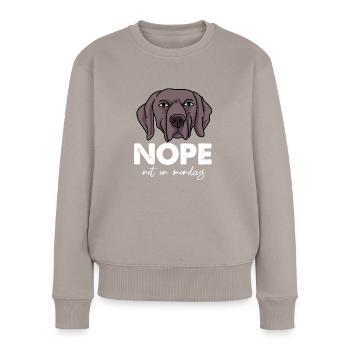 Weimaraner - Frauen Premium Bio Pullover - Taupe - Vorne - Julia (174cm)
