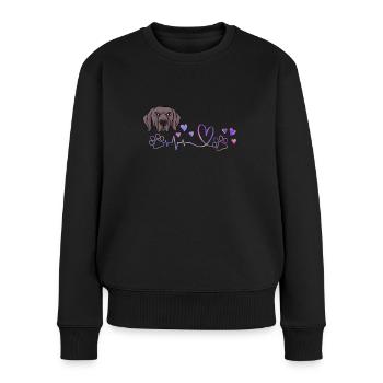 Weimaraner - Frauen Premium Bio Pullover - Schwarz - Vorne - Julia (174cm)