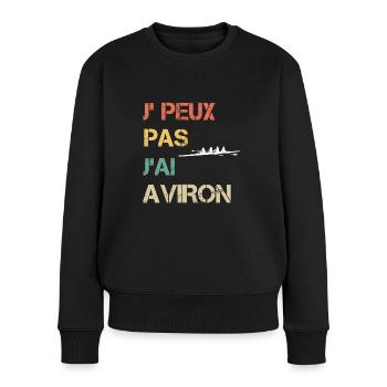 Je peux pas j'ai aviron femme vintage - Pull Premium bio Femme - noir - Devant - Julia (174cm)