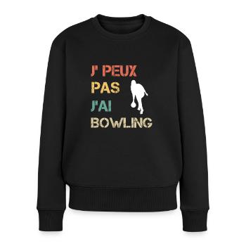Je peux pas j'ai bowling femme vintage - Pull Premium bio Femme - noir - Devant - Julia (174cm)