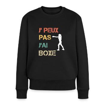 Je peux pas j'ai boxe femme vintage - Pull Premium bio Femme - noir - Devant - Julia (174cm)