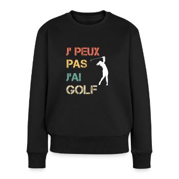 Je peux pas j'ai golf femme vintage - Pull Premium bio Femme - noir - Devant - Julia (174cm)