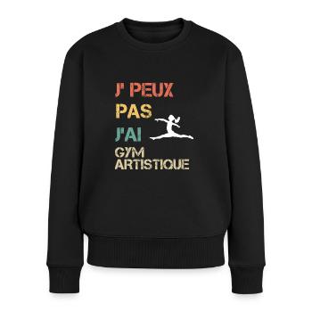 Je peux pas j'ai gym artistique femme vintage - Pull Premium bio Femme - noir - Devant - Julia (174cm)