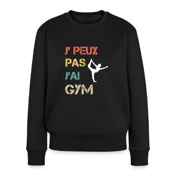 Je peux pas j'ai gym sport femme vintage - Pull Premium bio Femme - noir - Devant - Julia (174cm)