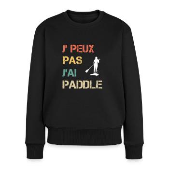 Je peux pas j'ai paddle femme vintage - Pull Premium bio Femme - noir - Devant - Julia (174cm)