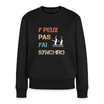 Je peux pas j'ai synchro femme vintage - Pull Premium bio Femme - noir - Devant - Julia (174cm)