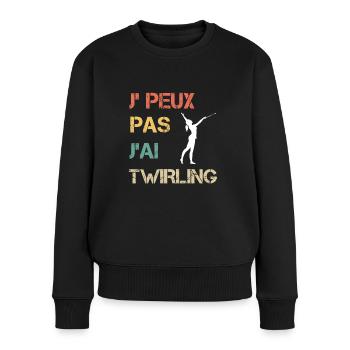 Je peux pas j'ai twirling bâton femme vintage - Pull Premium bio Femme - noir - Devant - Julia (174cm)