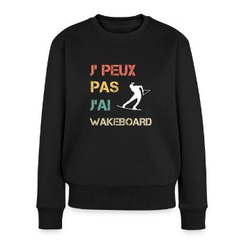 Je peux pas j'ai wakeboard femme vintage - Pull Premium bio Femme - noir - Devant - Julia (174cm)