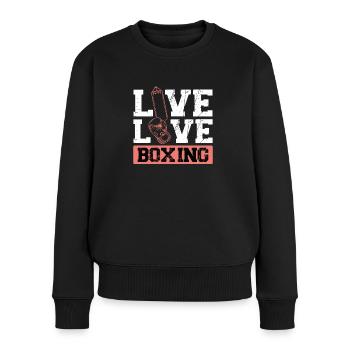 Live-love-boxen - Frauen Premium Bio Pullover - Schwarz - Vorne - Julia (174cm)