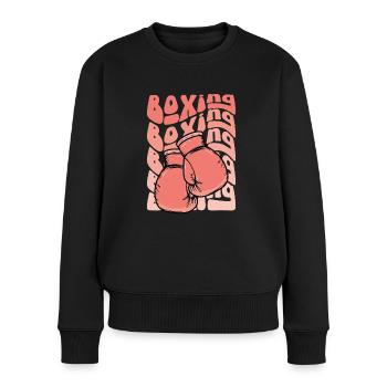 Rosa Boxhandschuhe - Frauen Premium Bio Pullover - Schwarz - Vorne - Julia (174cm)