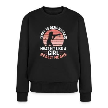 Gerne Boxen Demonstrieren - Frauen Premium Bio Pullover - Schwarz - Vorne - Julia (174cm)