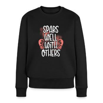 Spart Gut Mit Anderen - Frauen Premium Bio Pullover - Schwarz - Vorne - Julia (174cm)