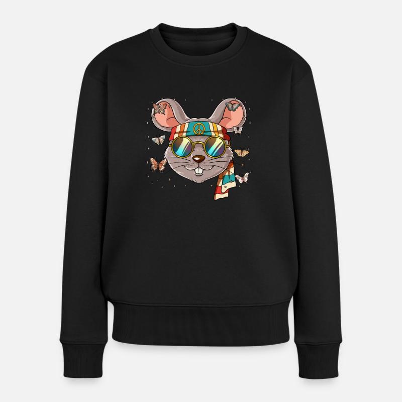 60er 70er Jahre Kostüm Groovy Hippie - Frauen Premium Bio Pullover - Schwarz