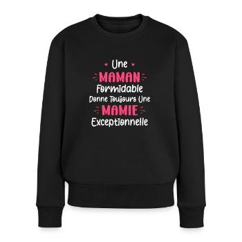 Une maman formidable donne toujours une mamie exce - Pull Premium bio Femme - noir - Devant - Julia (174cm)
