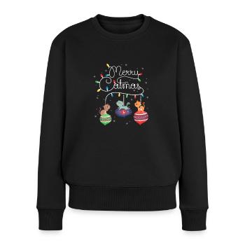 Merry Catmas Cat - Frauen Premium Bio Pullover - Schwarz - Vorne - Julia (174cm)