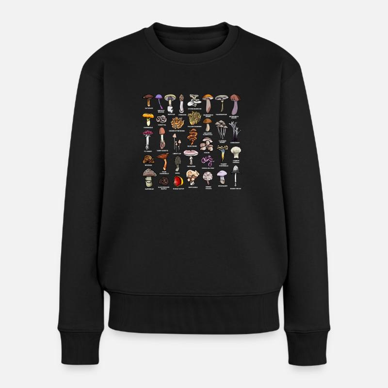 Pilze mit Bezeichnung Pilzsammlung - Frauen Premium Bio Pullover - Schwarz