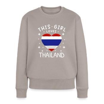 Thailand Fahne Thailändische Flagge Used Look - Frauen Premium Bio Pullover - Taupe - Vorne - Julia (174cm)