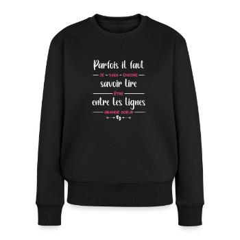 je vais encore être grande soeur - Pull Premium bio Femme - noir - Devant - Julia (174cm)