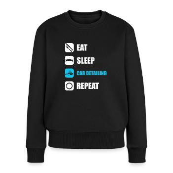 Auto aufbereiter essen schlafen aufbereiten - Frauen Premium Bio Pullover - Schwarz - Vorne - Julia (174cm)