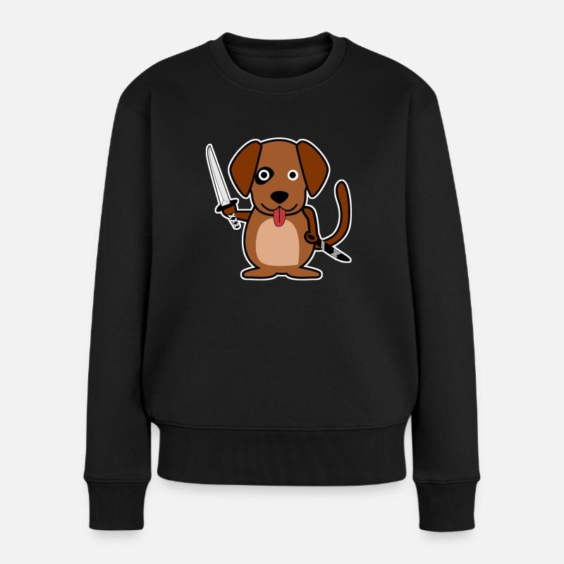 Katana Hund Samuraischwert Ninjaschwert - Frauen Premium Bio Pullover - Schwarz